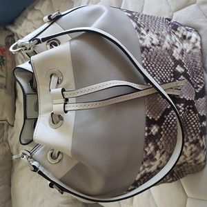 MICHAEL Michael Kors Dottie Natural Large Bucket Bag Snake Embossed